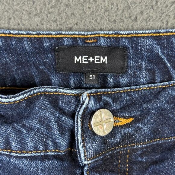 ME+EM Jeans Womens 31 Blue Straight Leg Cropped Stretch Dark Wash Denim - Picture 3 of 13